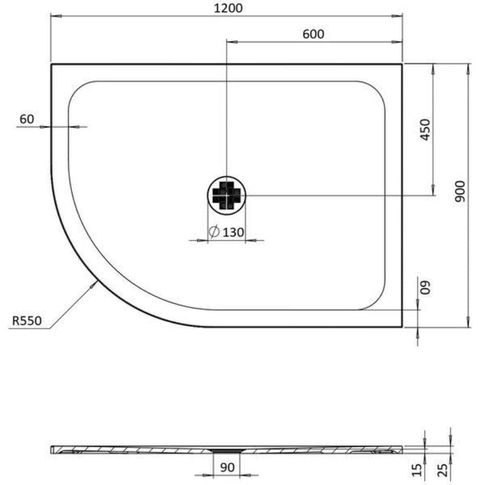Crosswater Creo Offset Quadrant Shower Tray - White