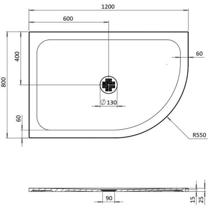 Crosswater Creo Offset Quadrant Shower Tray - White