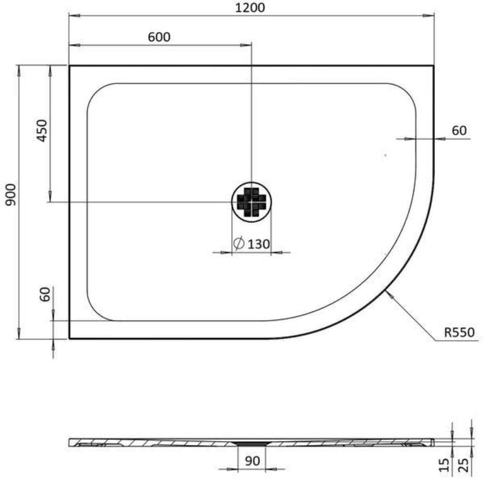 Crosswater Creo Offset Quadrant Shower Tray - White
