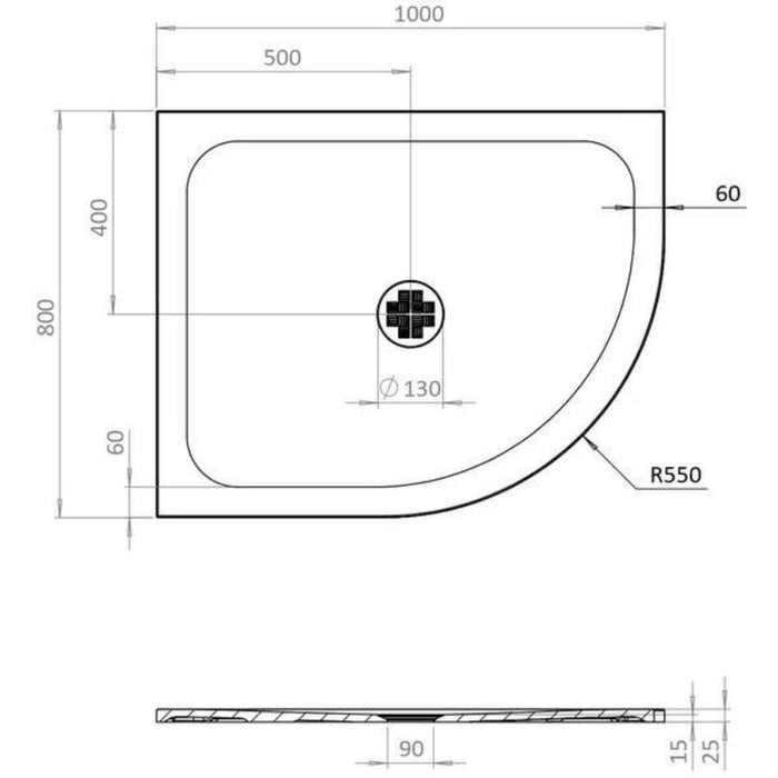 Crosswater Creo Offset Quadrant Shower Tray - White