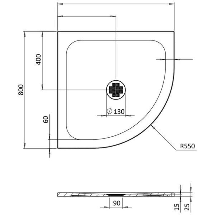 Crosswater Creo Quadrant Shower Tray - White - Quadrant