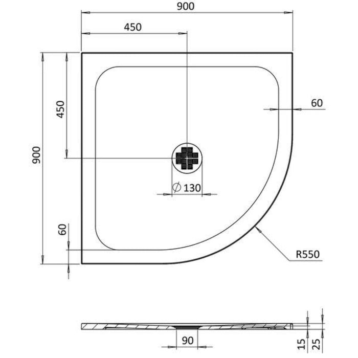 Crosswater Creo Quadrant Shower Tray - White - Quadrant
