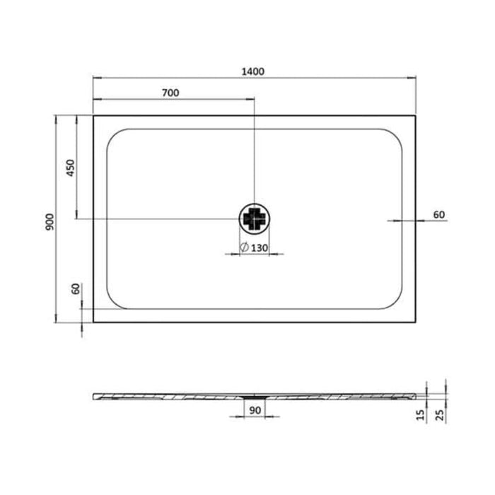 Crosswater Creo Rectangular Shower Tray - White