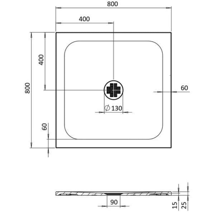 Crosswater Creo Square Shower Tray - White - Square Shower