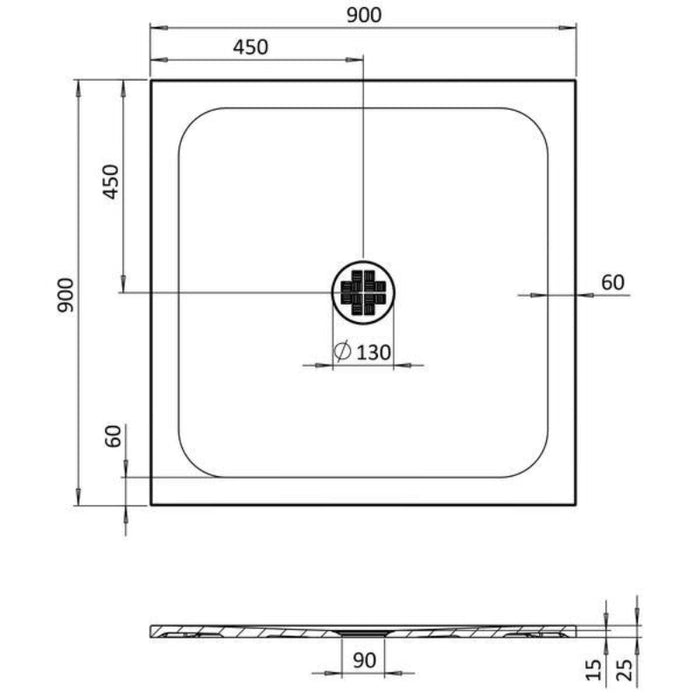 Crosswater Creo Square Shower Tray - White - Square Shower