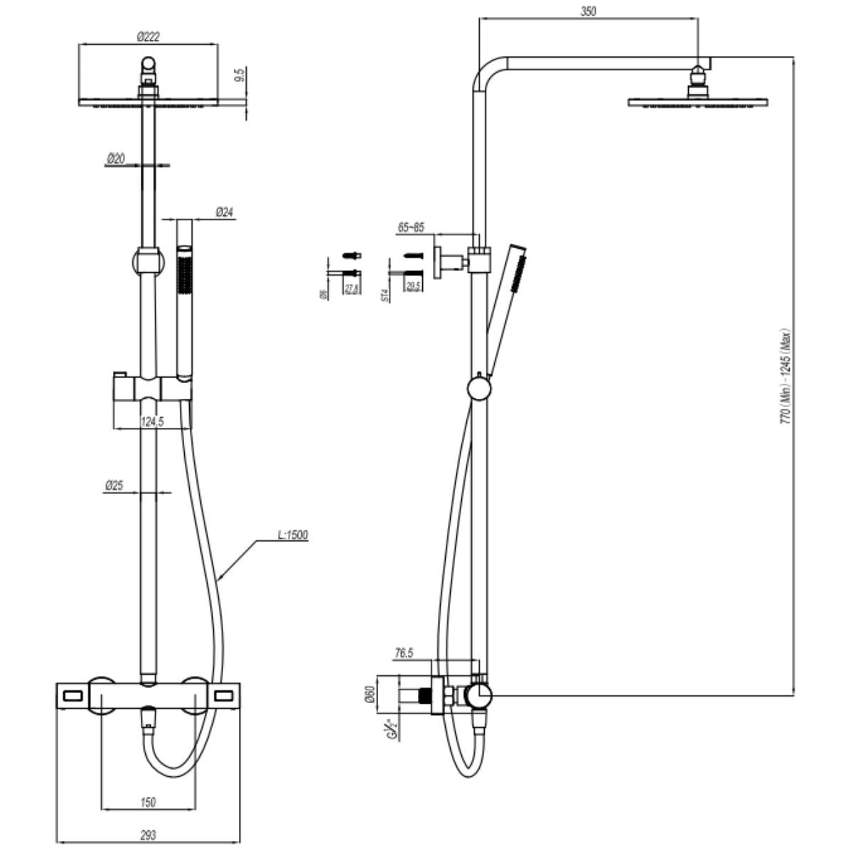 Crosswater Curve Multifunction Exposed Thermostatic Shower