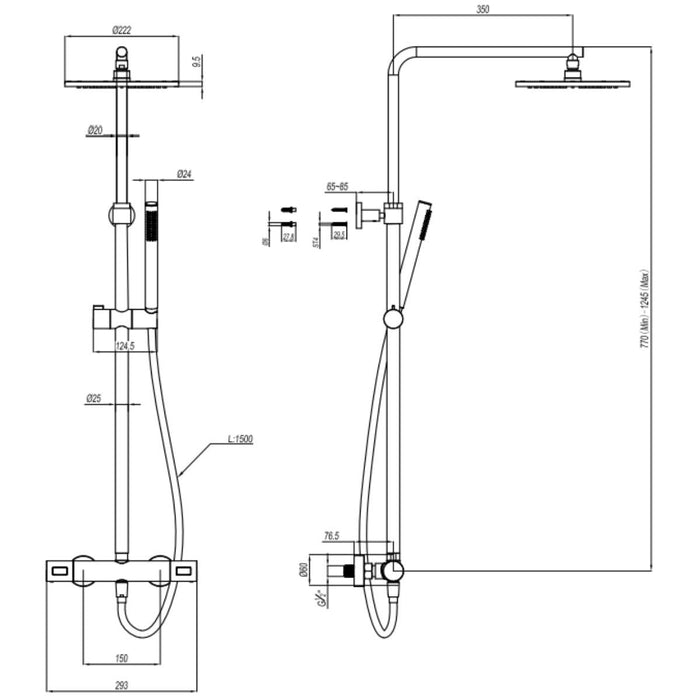 Crosswater Curve Multifunction Exposed Thermostatic Shower