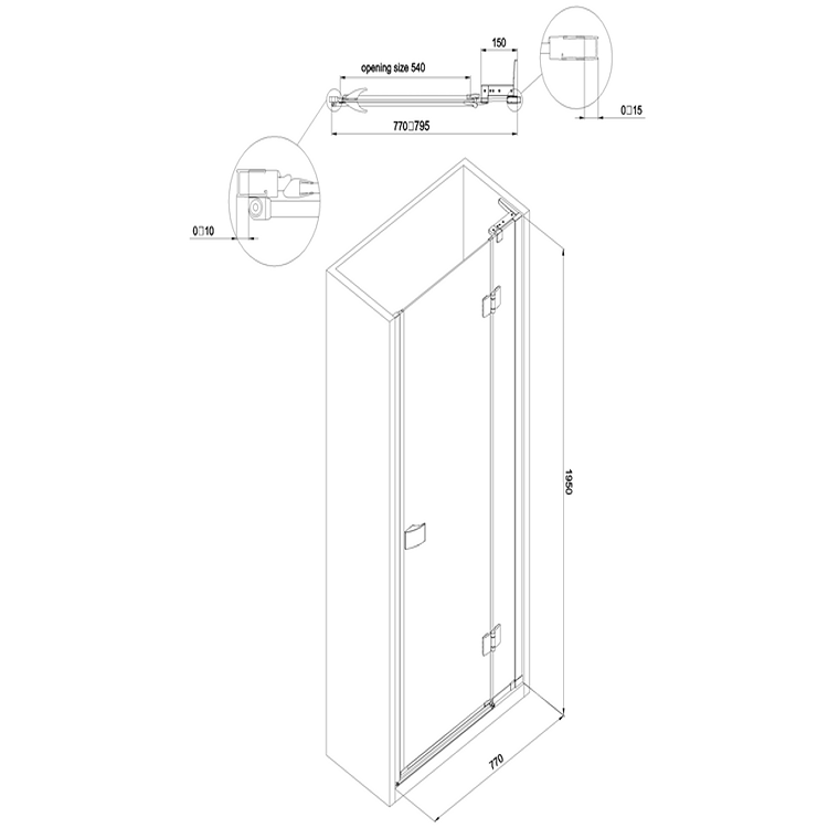 Crosswater DESIGN 8 Hinged Door with Inline Panel & Side