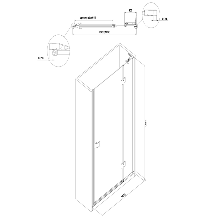 Crosswater DESIGN 8 Hinged Door with Inline Panel & Side