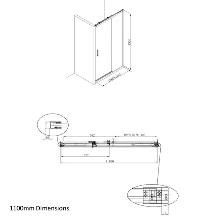 Crosswater DESIGN 8 Single Sliding Shower Door with Soft