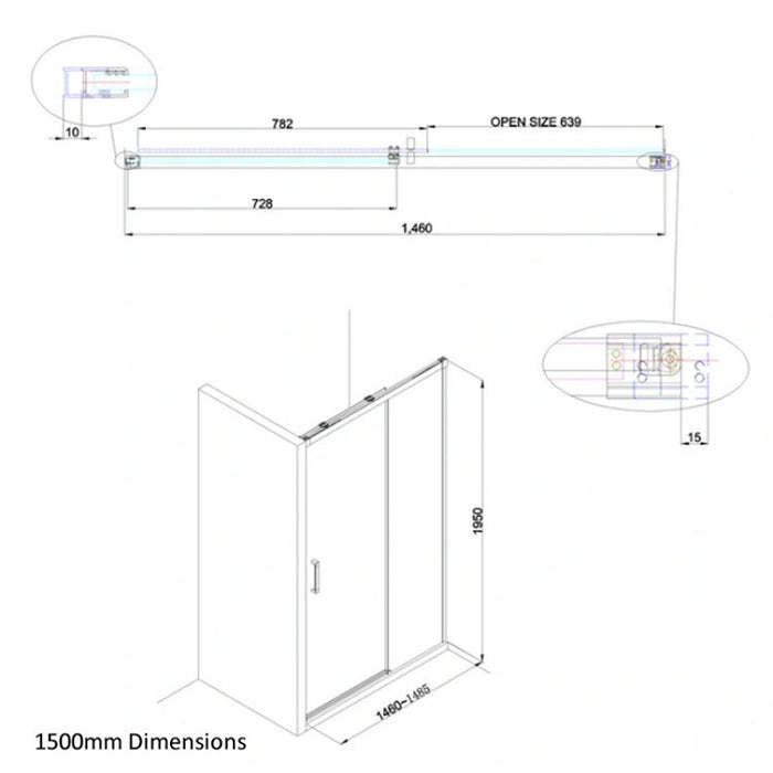 Crosswater DESIGN 8 Single Sliding Shower Door with Soft