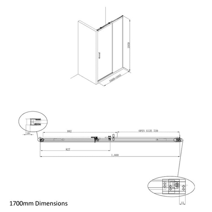 Crosswater DESIGN 8 Single Sliding Shower Door with Soft