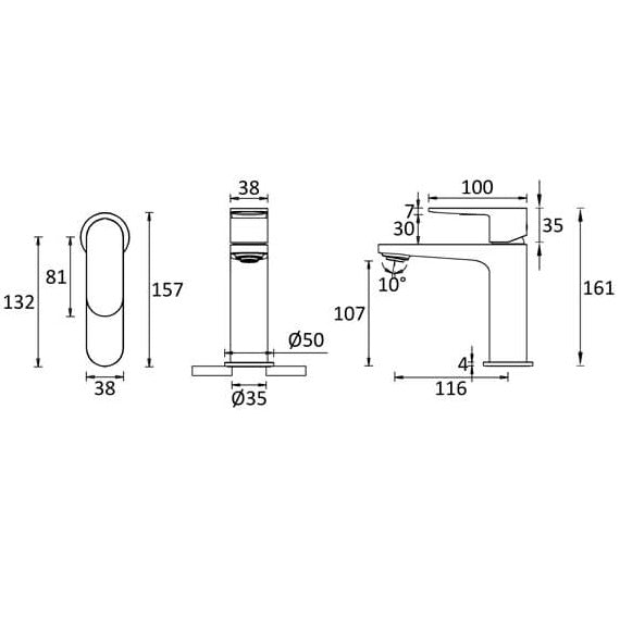 Crosswater Drift Mono Basin Mixer Tap With Click Clack Waste