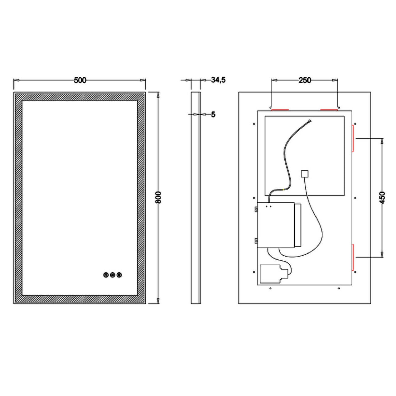 Crosswater Dune Illuminated Mirror - Clear