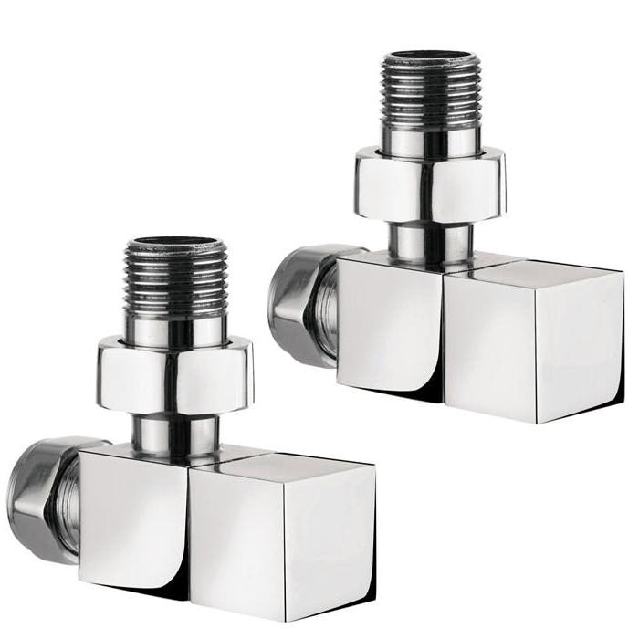 Crosswater Elite Square Angled Radiator Valves - Chrome