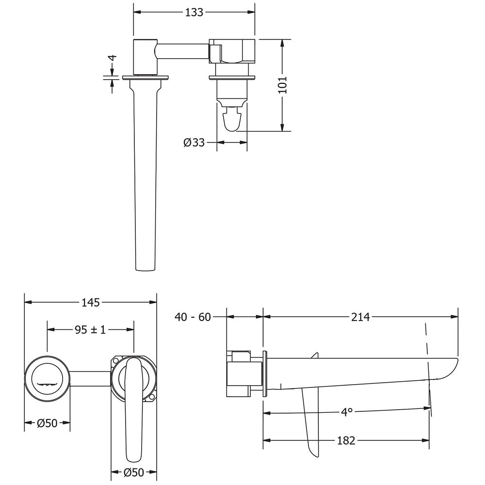 Crosswater Foile 2 Hole Wall Mounted Basin Mixer Tap