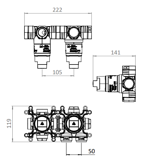 Crosswater Foile Module 2 Outlet 2 Handle Concealed Shower