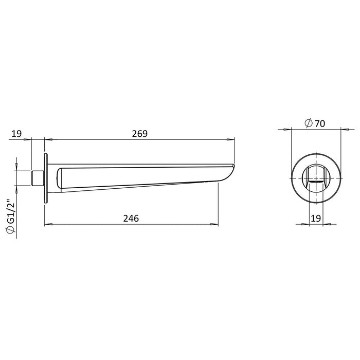 Crosswater Foile Wall Mounted Bath Spout - Bath Filler Taps