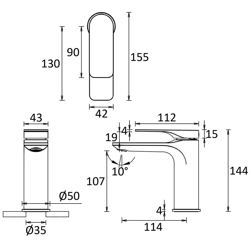 Crosswater Fuse Mono Basin Mixer Tap With Click Clake Waste