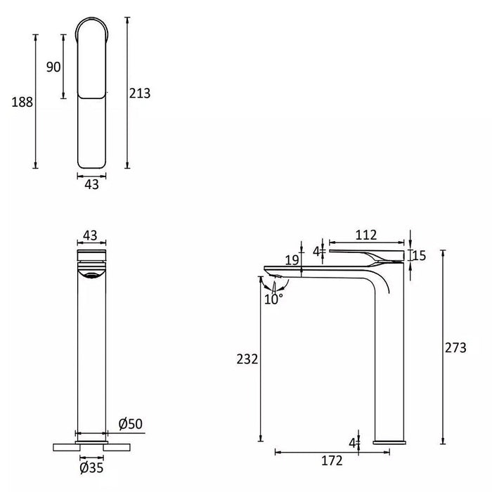 Crosswater Fuse Mono Tall Basin Mixer Tap With Click Clake