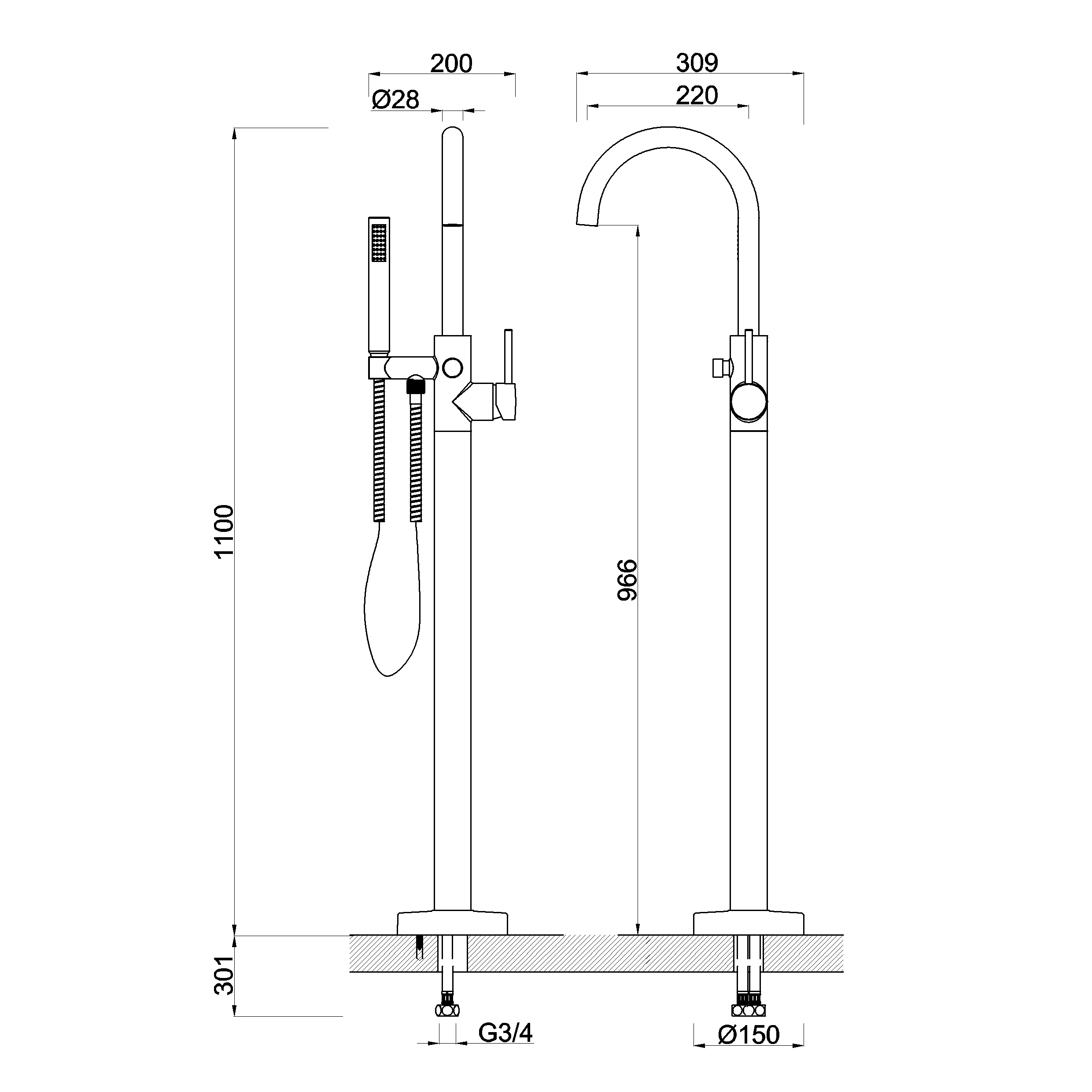 Crosswater Fusion Floorstanding Bath Shower Mixer Tap