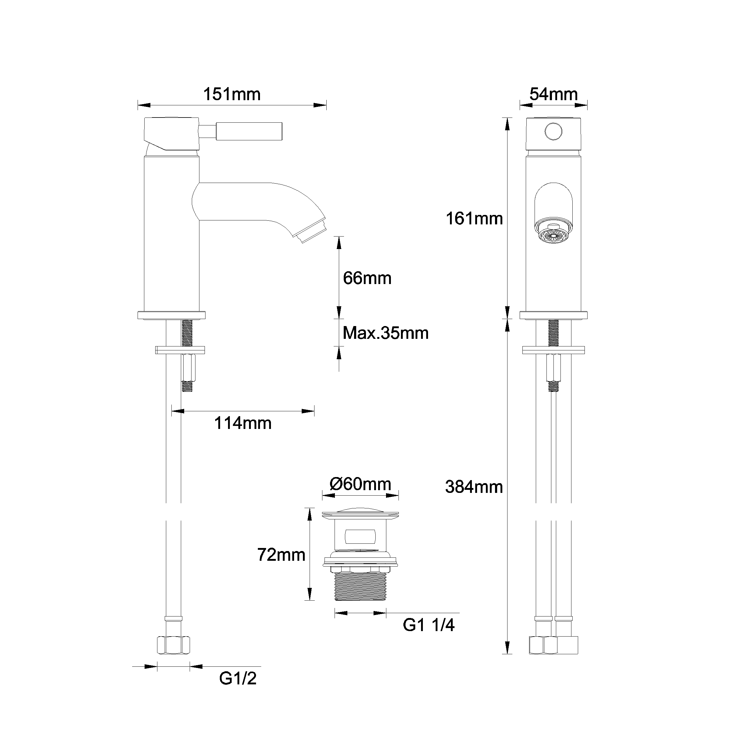 Crosswater Fusion Mono Basin Mixer Tap With Click Clack