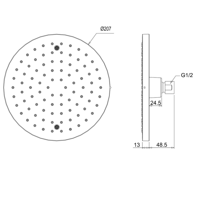 Crosswater Fusion Round Fixed Shower Head With 340mm