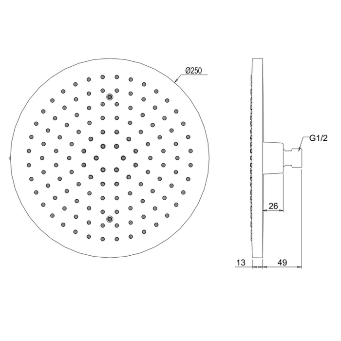 Crosswater Fusion Round Fixed Shower Head With 340mm