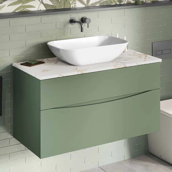 Crosswater Glide II Wall Hung Vanity Unit with Gold Vein Estatuario Worktop