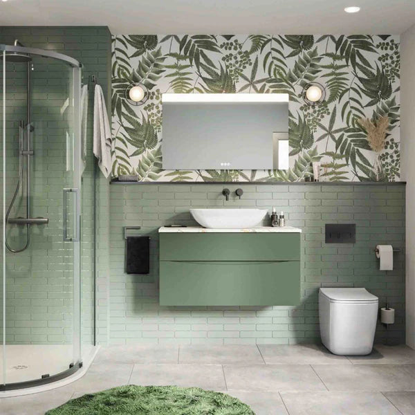 Crosswater Glide II Wall Hung Vanity Unit with Gold Vein Estatuario Worktop