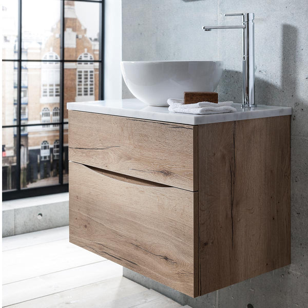 Crosswater Glide II 2 Drawer Wall Hung Vanity Unit with Carrara Marble Worktop