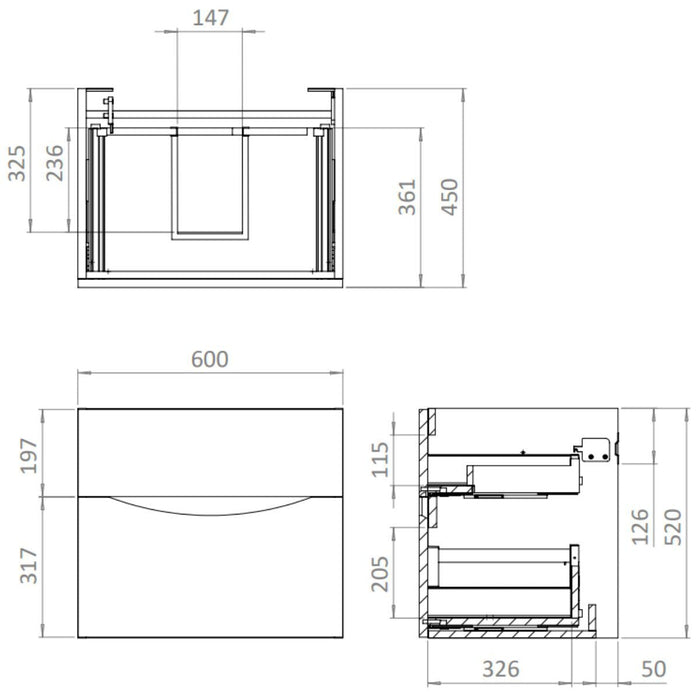 Crosswater Glide II 2 Drawer Wall Hung Vanity Unit