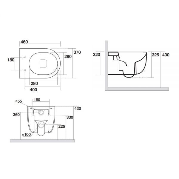 Crosswater Glide II Rimless Wall Hung Toilet With Soft