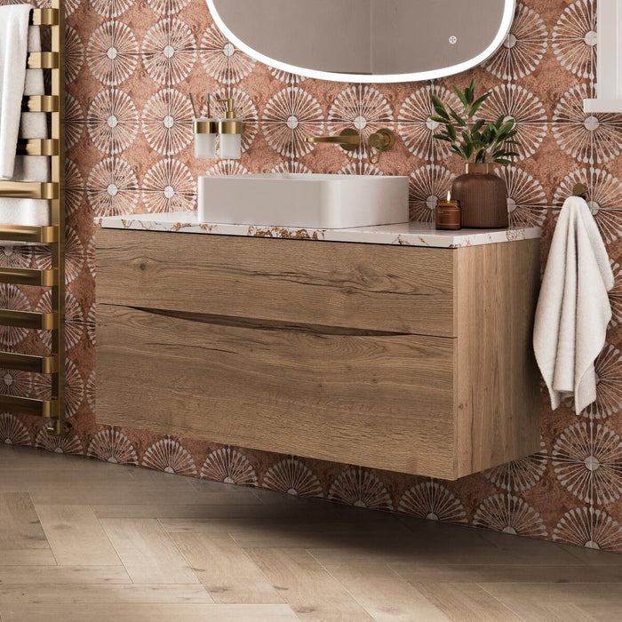 Crosswater Glide II Wall Hung Vanity Unit with Gold Vein Estatuario Worktop