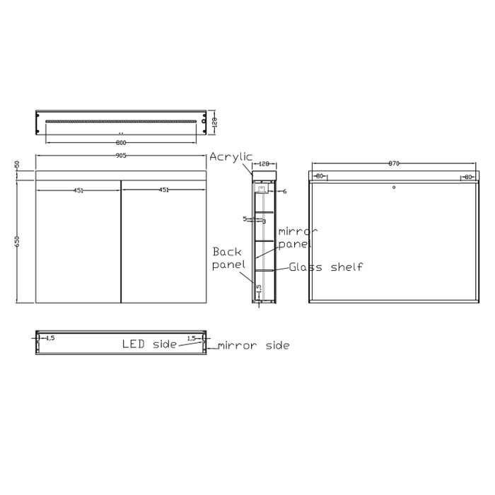 Crosswater Image 2 Door Illuminated Mirrored Cabinet