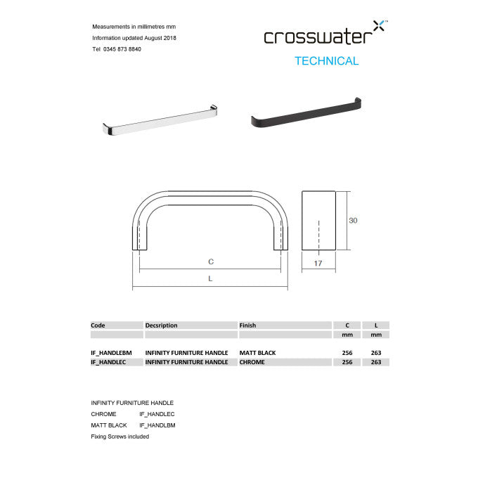 Crosswater Infinity Furniture Handle - Other Furniture