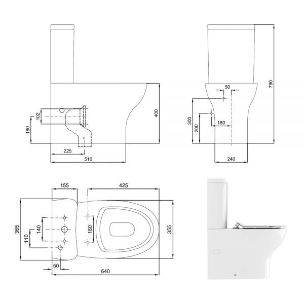 Crosswater Kai Compact Close Coupled Toilet With Cistern