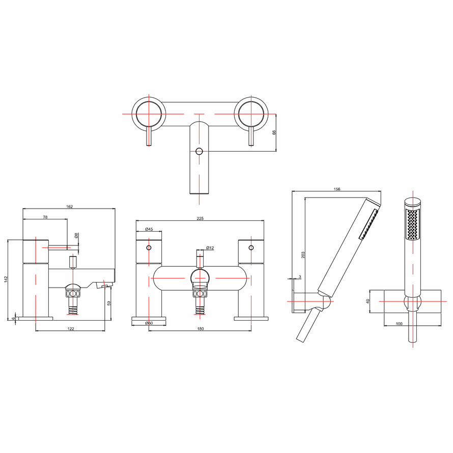 Crosswater Kai Lever Bath Shower Mixer Tap With Kit - Chrome