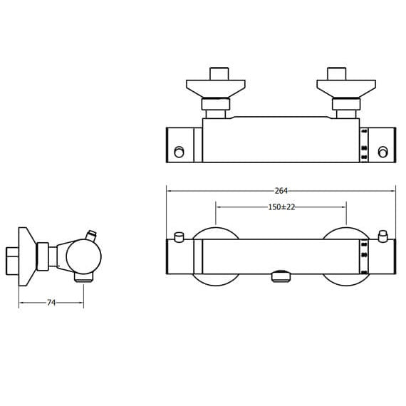 Crosswater Kai TMV2 Exposed Thermostatic Shower Valve