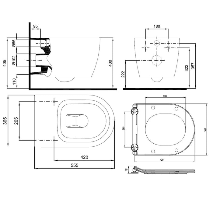 Crosswater Kai X Wall Hung Toilet With Soft Close Seat