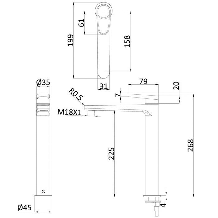 Crosswater Lazo Deck Mounted Mono Tall Basin Mixer Tap