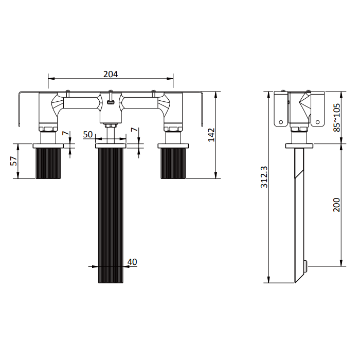 Crosswater Limit 3 Hole Wall Mounted Basin Mixer Tap