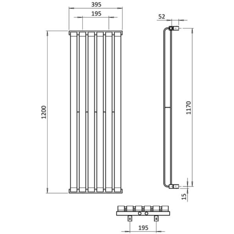 Crosswater Limit Flat Panel Towel Radiator - 395mm x 1200mm