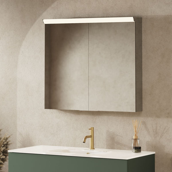 Crosswater Lustro 2 Door Illuminated Mirrored Cabinet - 700mm x 800mm - Clear