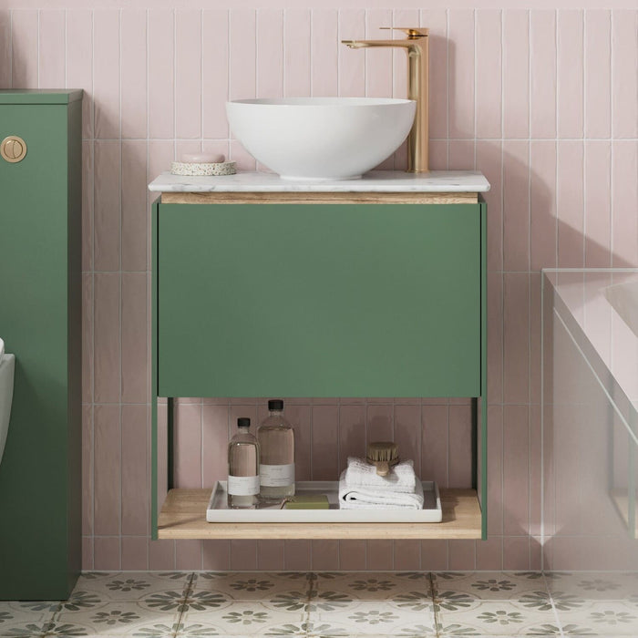 Crosswater Mada 1 Drawer Wall Hung Vanity Unit With Countertop, Shelf And Frame