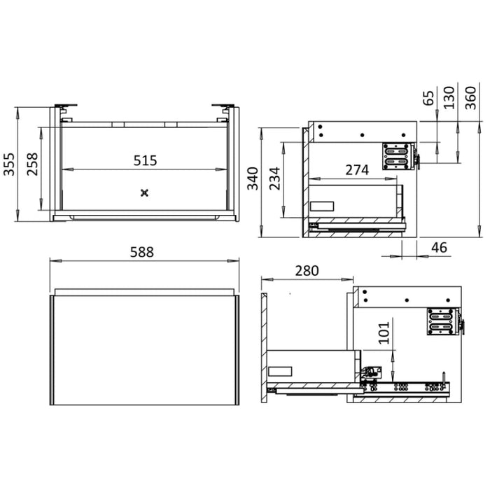 Crosswater Mada 1 Drawer Wall Hung Vanity Unit