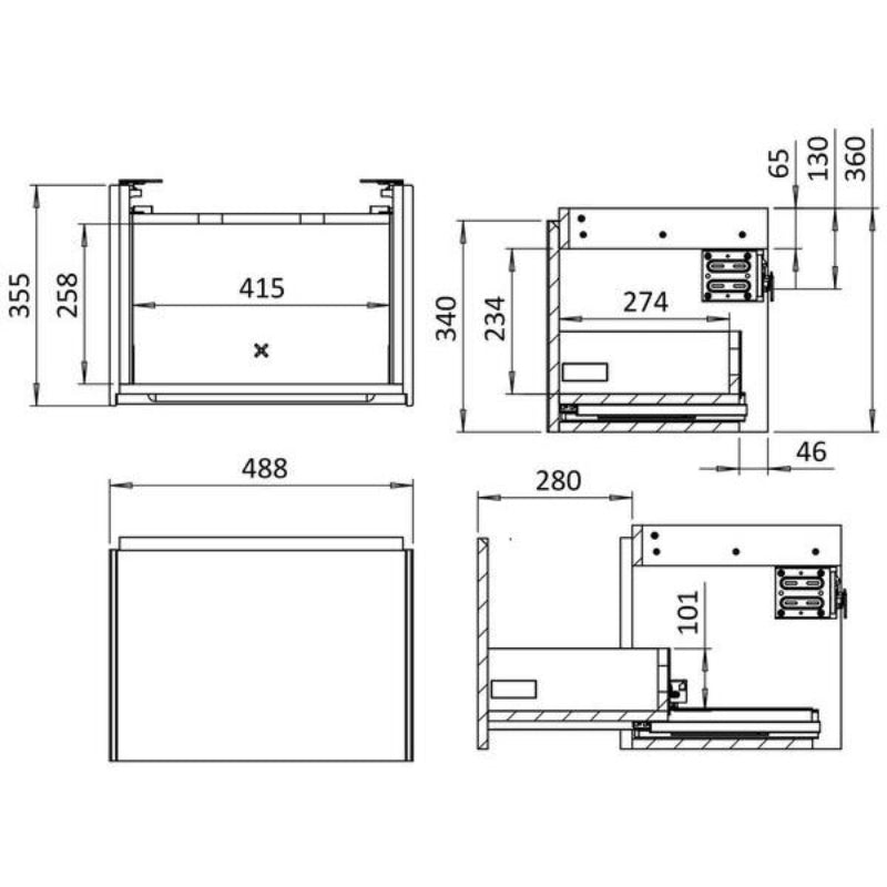 Crosswater Mada 1 Drawer Wall Hung Vanity Unit With Mineral