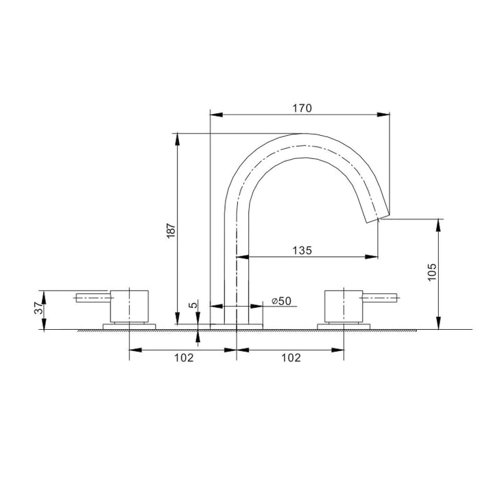 Crosswater MPRO 3 Hole Deck Mounted Basin Mixer - Taps