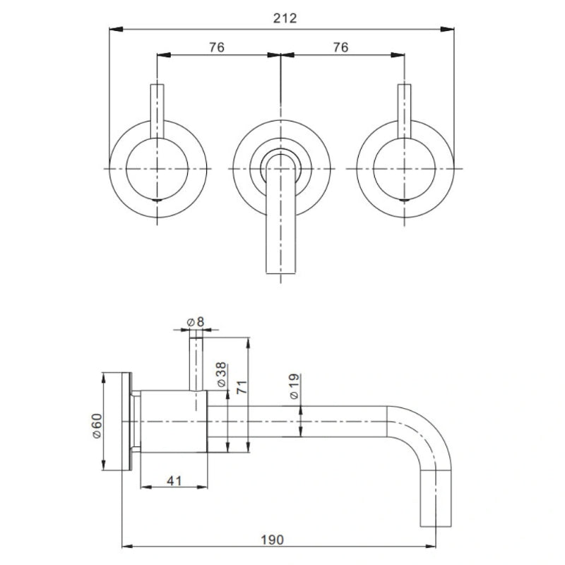 Crosswater MPRO 3 Hole Wall Mounted Bath Filler Tap - Bath