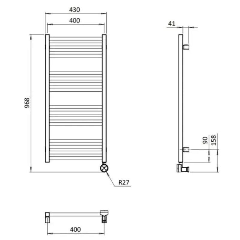 Crosswater MPRO All Electric Right Hand Towel Warmer